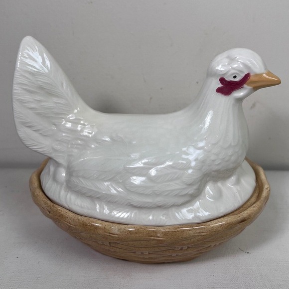 Other - Hen‎ on Nest Egg Box Tureen Antique Staffordshire Chicken 19th Century Rare